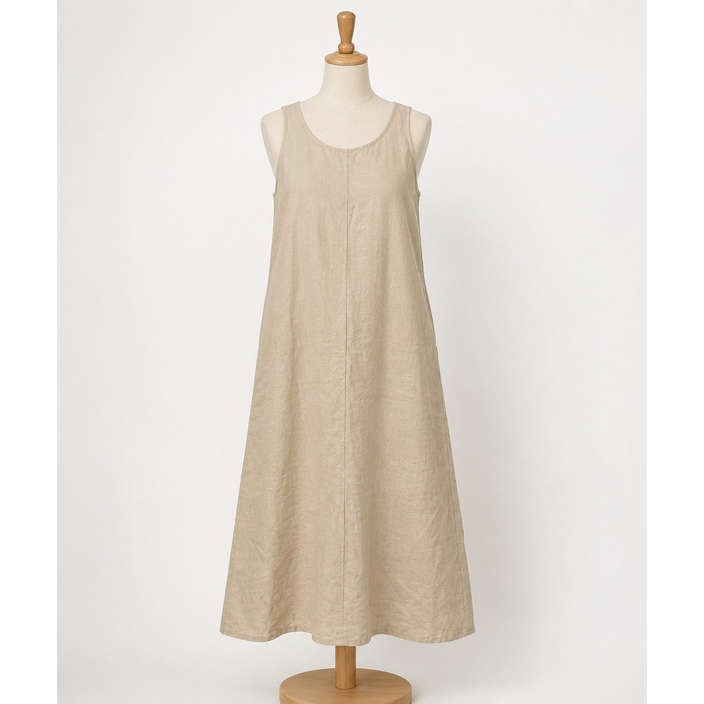 J. Jill Beige Linen Maxi Tank Dress